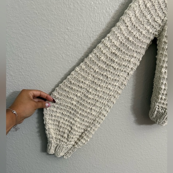 Free People Cream Knit Sweater Collar and open front - Picture 5 of 8